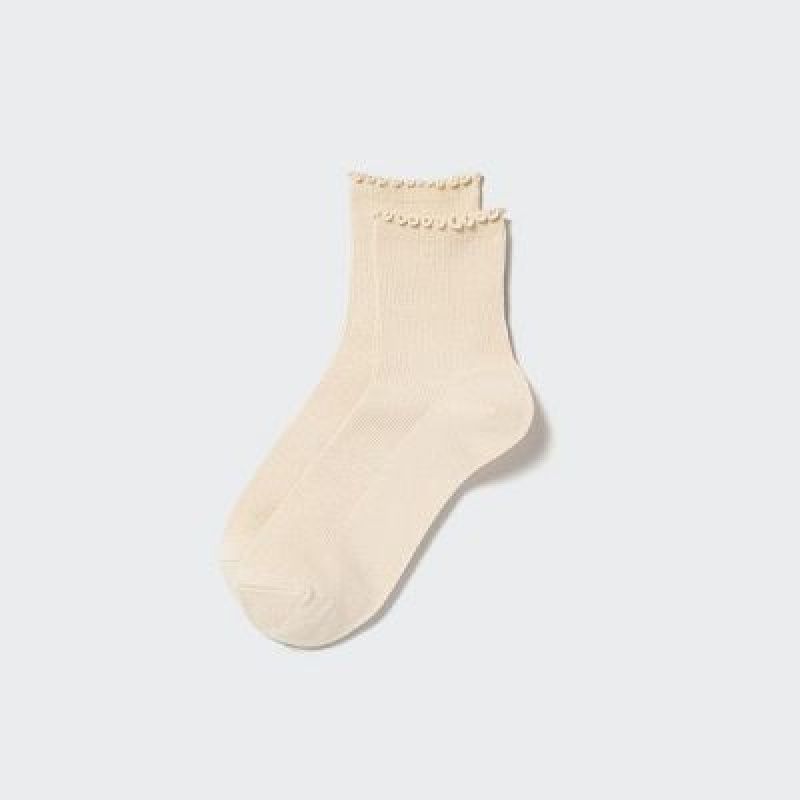 Beige Uniqlo HEATTECH Crew Mellow Women Socks | 9144072