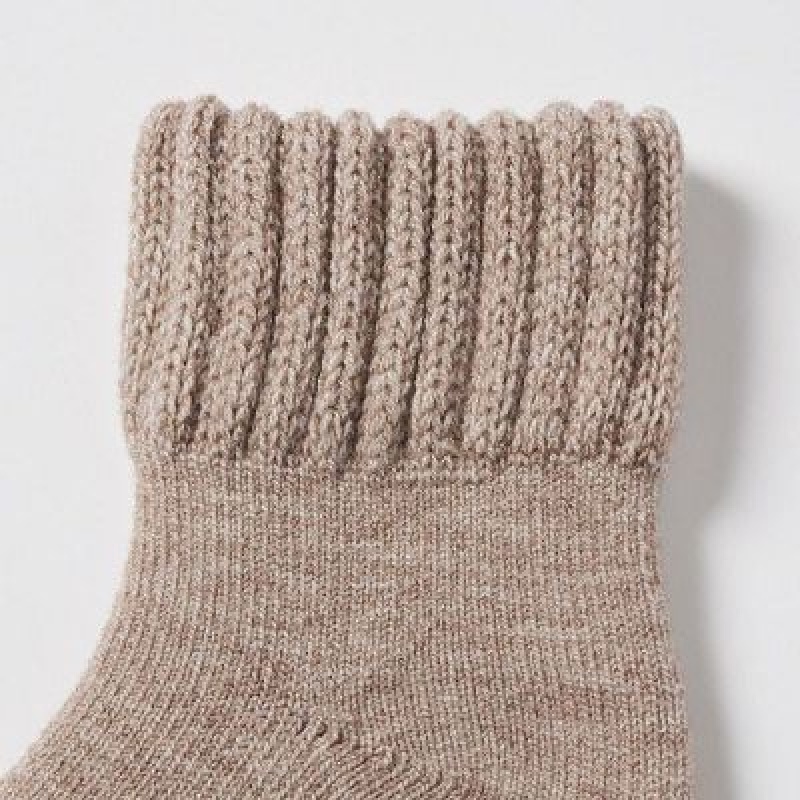 Beige Uniqlo HEATTECH (Room Pile) Women Socks | 5988235