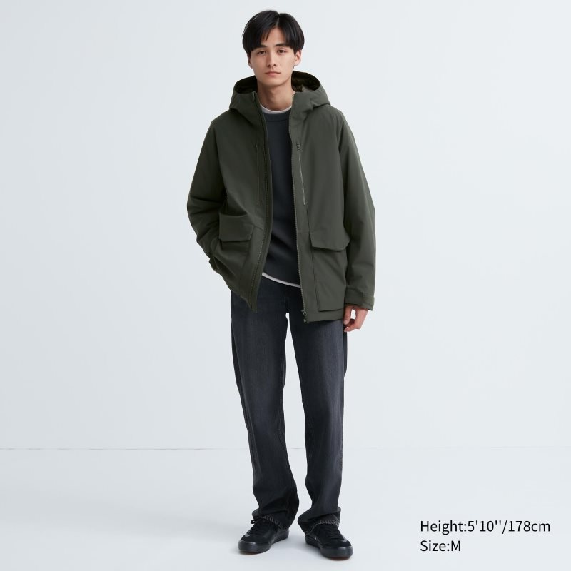 Beige Uniqlo Hybrid Down 3d Cut Men Parka | 9140060