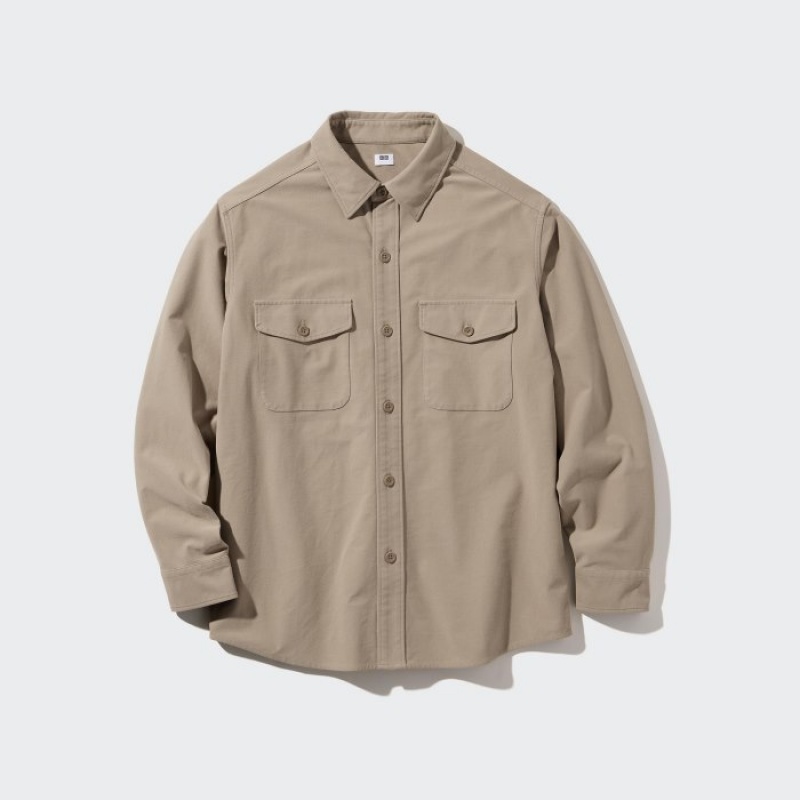 Beige Uniqlo Jersey Women Shirts | 3849927