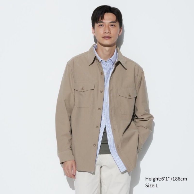 Beige Uniqlo Jersey Women Shirts | 3849927
