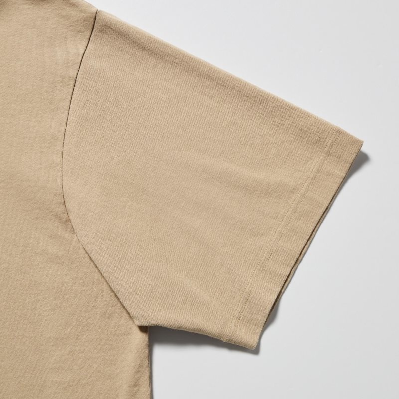 Beige Uniqlo L.A. Eats Ut Oversized Short-sleeve Graphic Katsu Sando Men T Shirts | 3567862