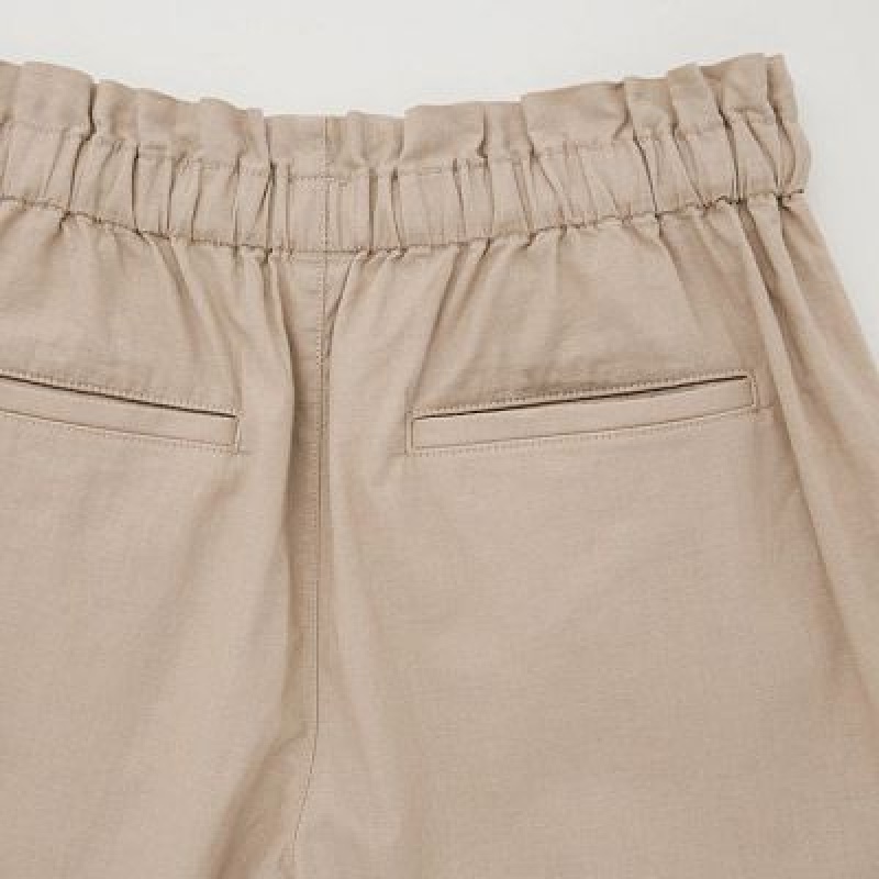 Beige Uniqlo Linen-Cotton Women Shorts | 2978725