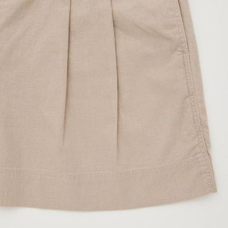 Beige Uniqlo Linen-Cotton Women Shorts | 2978725