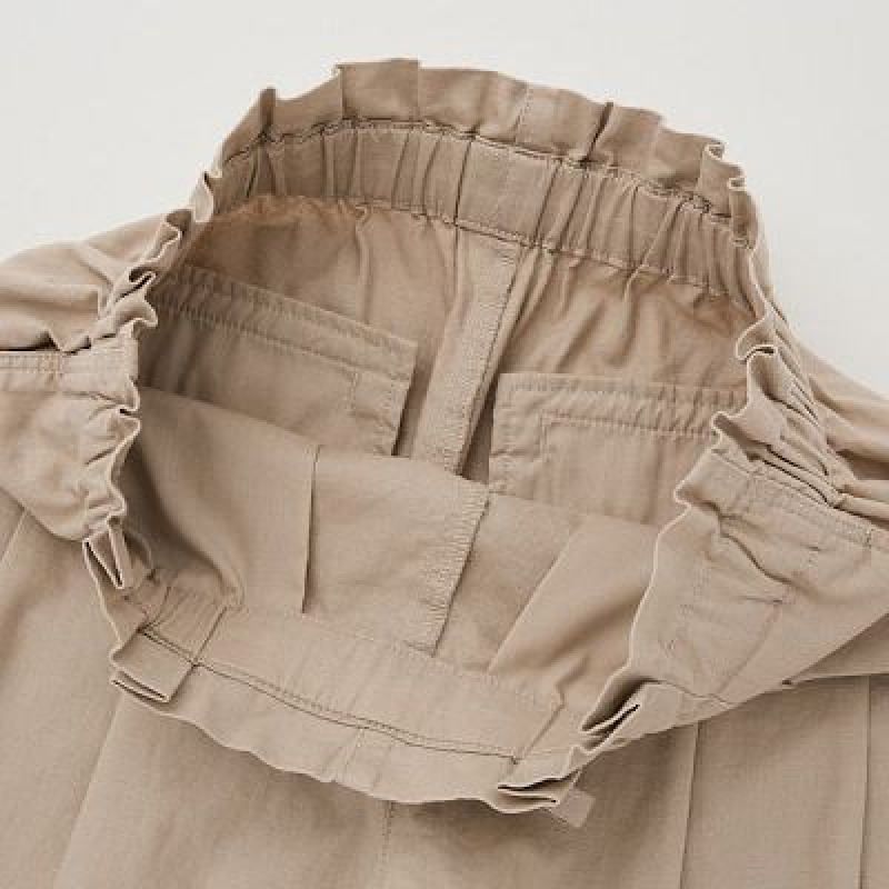 Beige Uniqlo Linen-Cotton Women Shorts | 2978725