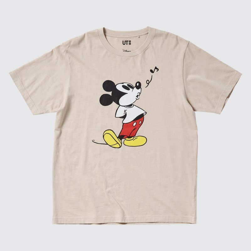 Beige Uniqlo Mickey Stands Ut Short-sleeve Graphic Men T Shirts | 5968148