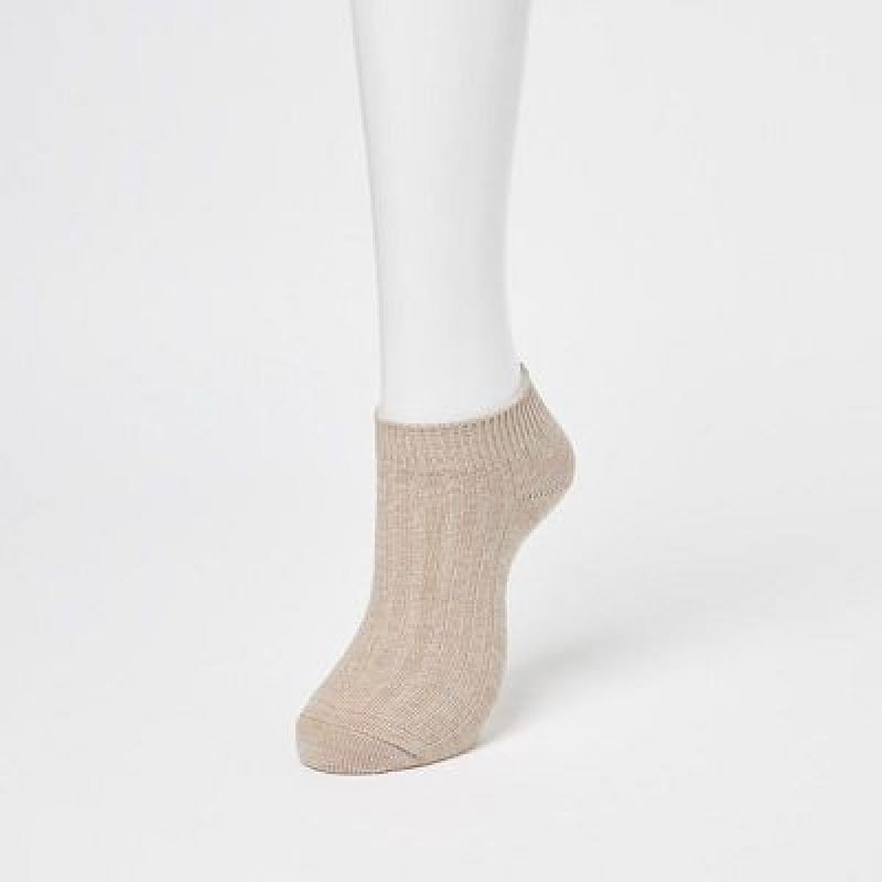 Beige Uniqlo Short 3 Pack Women Socks | 4064672