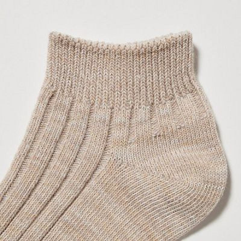 Beige Uniqlo Short 3 Pack Women Socks | 4064672