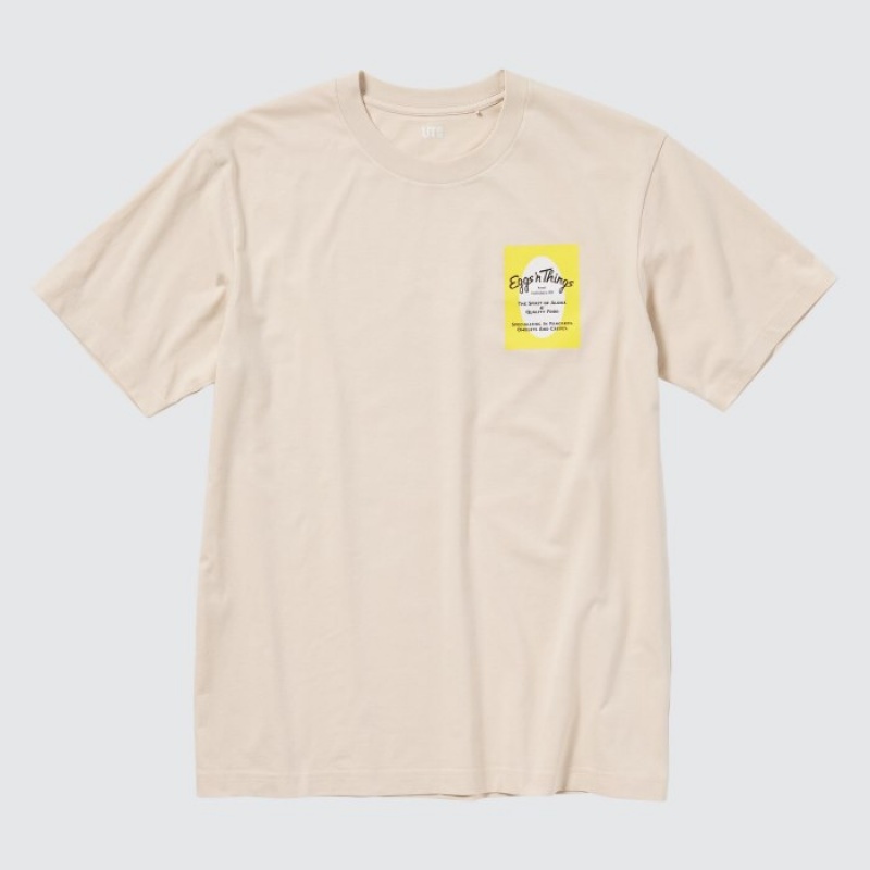 Beige Uniqlo The Brands Hawaii UT Short-Sleeve Eggs 'n Things Women T Shirts | 5215930