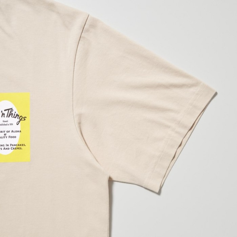 Beige Uniqlo The Brands Hawaii UT Short-Sleeve Eggs 'n Things Women T Shirts | 5215930