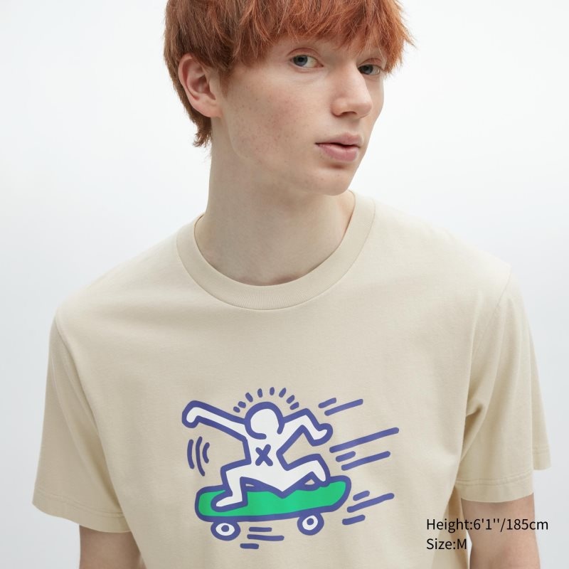 Beige Uniqlo Ut Archive Ut Short Sleeve Graphic Keith Haring Men T Shirts | 973852