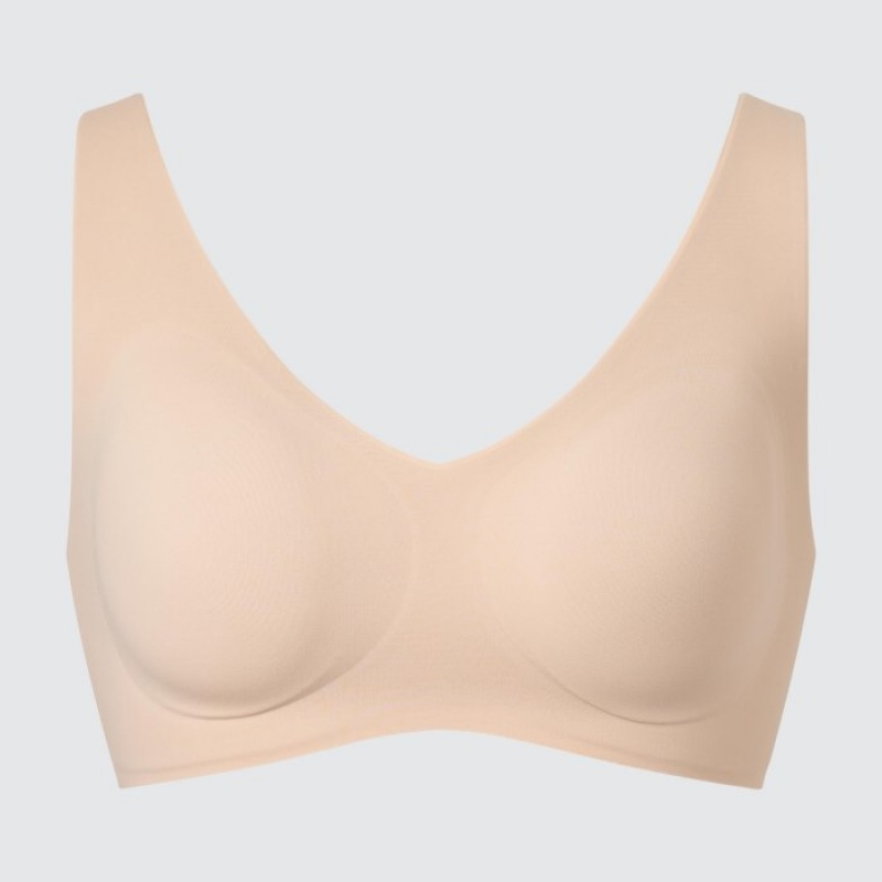Beige Uniqlo Wireless Ultra Relax Women Bras | 1076013