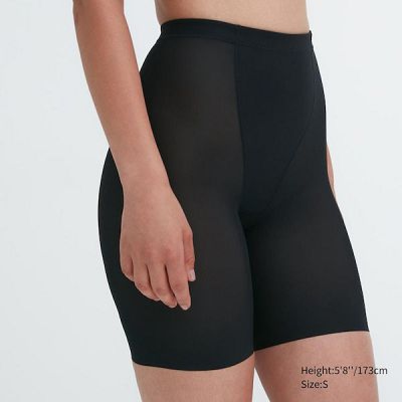 Black Uniqlo AIRism Support Body Shaper Unlined Half Women Tight | 6342063
