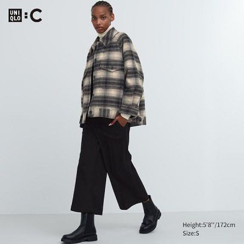 Black Uniqlo Brushed Jersey Cropped Women Pants | 9959447