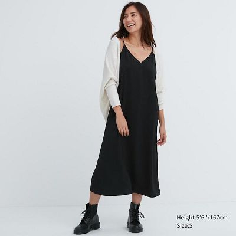 Black Uniqlo Camisole Midi Women Dress | 5824028