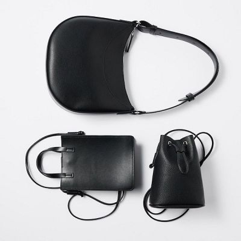 Black Uniqlo Faux-Leather One Handle Women Crossbody Bags | 5530190
