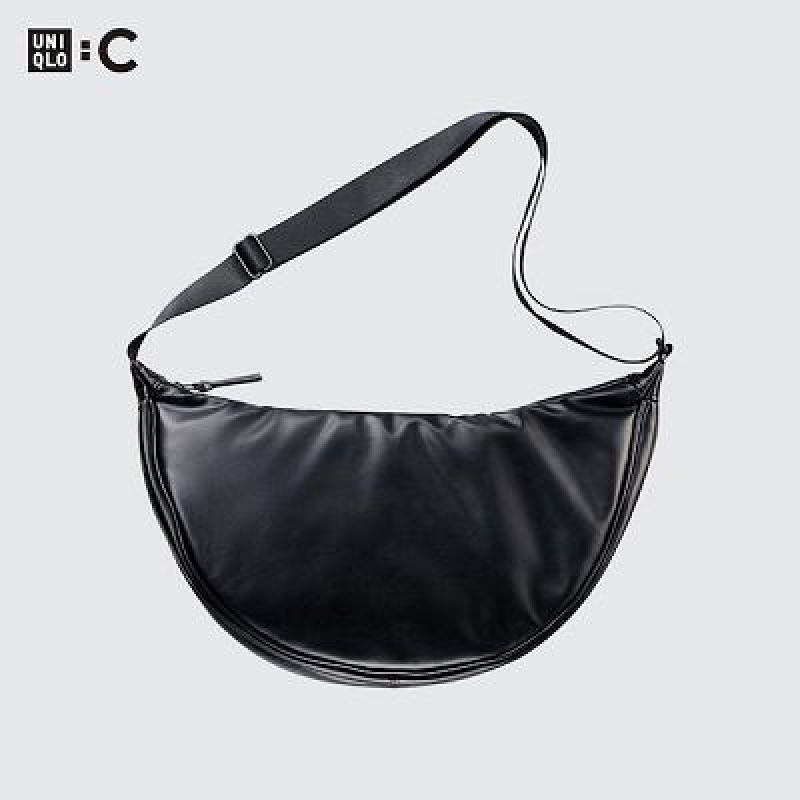 Black Uniqlo Faux Leather Round Women Crossbody Bags | 9503528