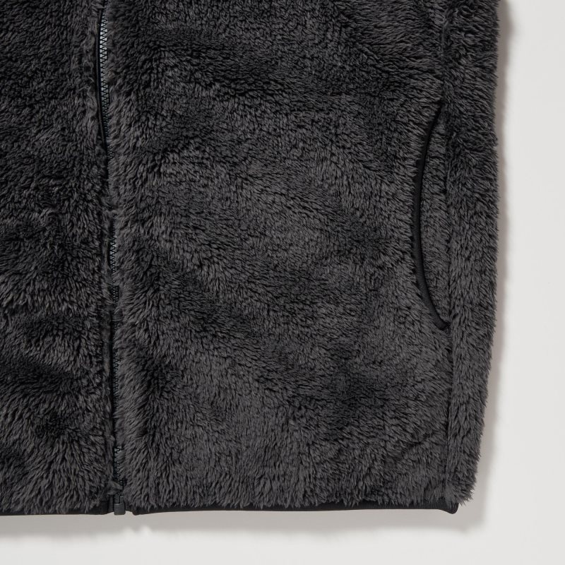 Black Uniqlo Fluffy Yarn Fleece Full-Zip Men Jackets | 7752445