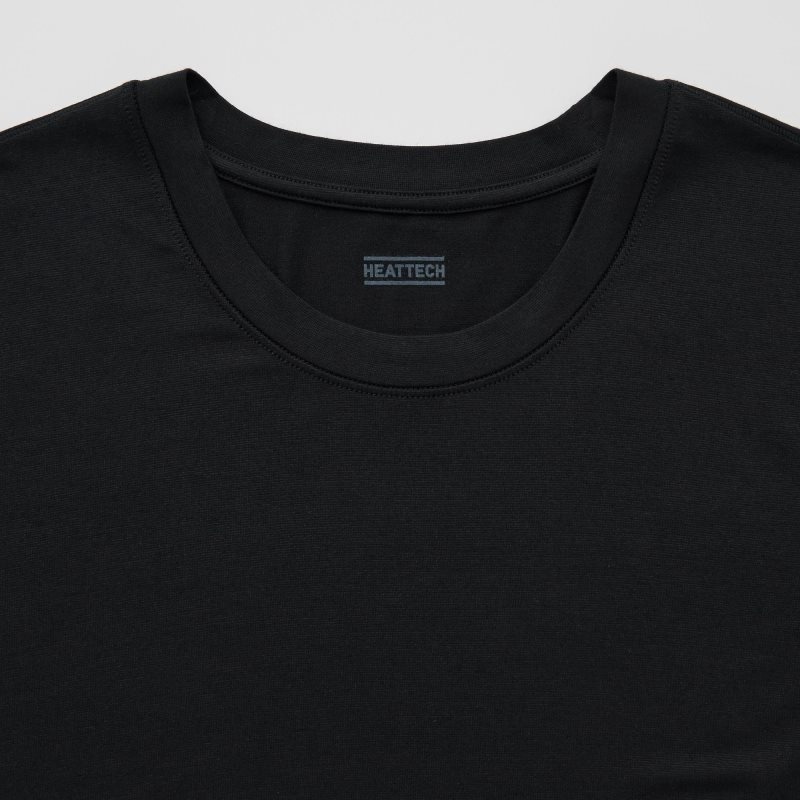 Black Uniqlo Heattech Crew Neck Short-sleeve Men T Shirts | 1608604