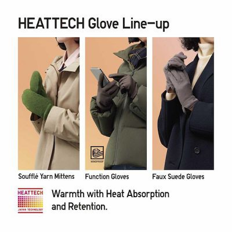 Black Uniqlo Heattech Lined Function Women Gloves | 2876536