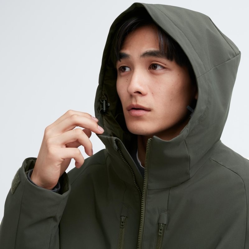 Black Uniqlo Hybrid Down 3d Cut Men Parka | 4842553