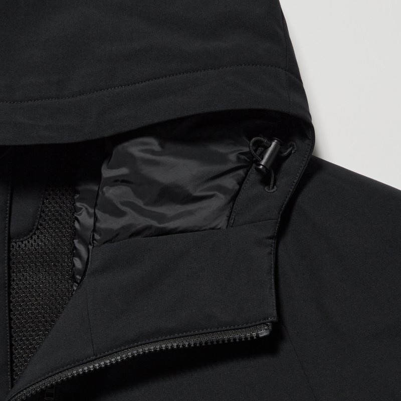 Black Uniqlo Hybrid Down 3d Cut Men Parka | 4842553