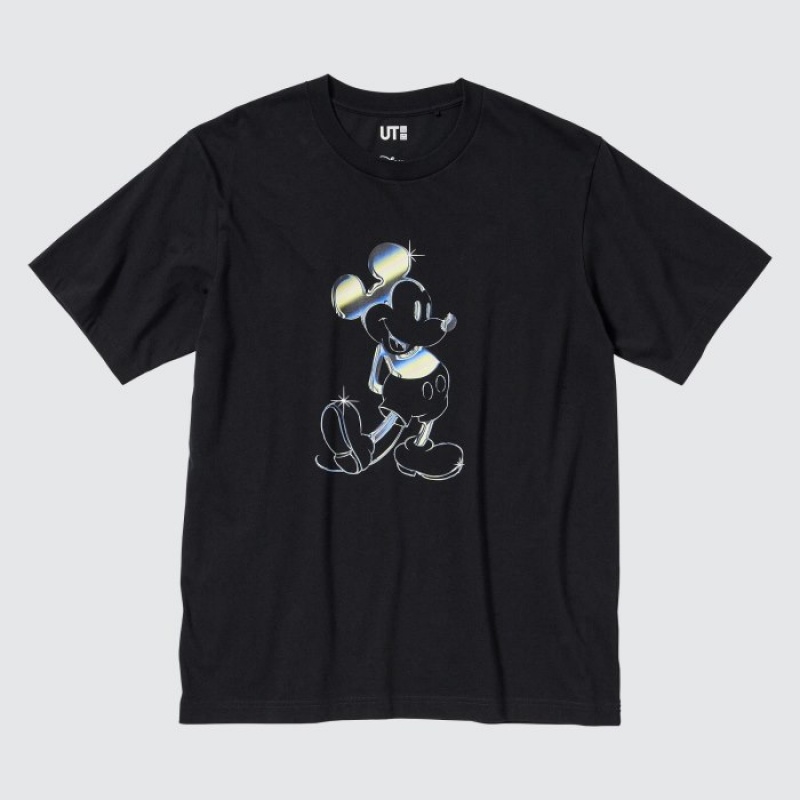 Black Uniqlo Mickey Stands UT Short Sleeve Women T Shirts | 8214852