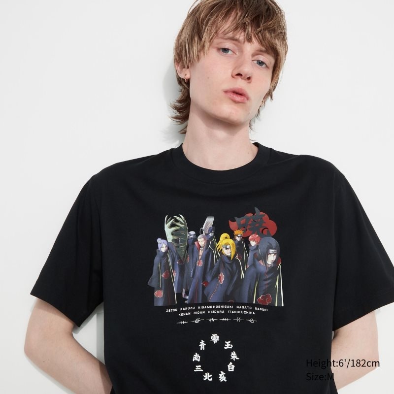 Black Uniqlo Naruto Ut Short-sleeve Graphic Akatsuki Organization Men T Shirts | 3420321