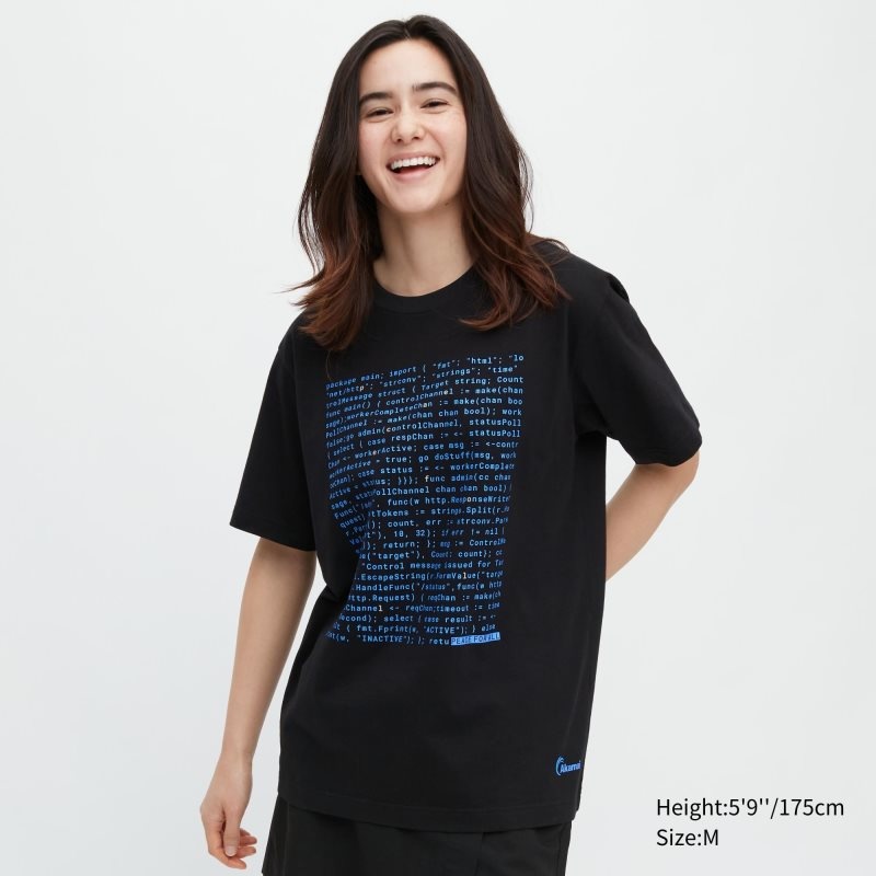 Black Uniqlo Peace For All Akamai Short-sleeve Graphic Men T Shirts | 3649700