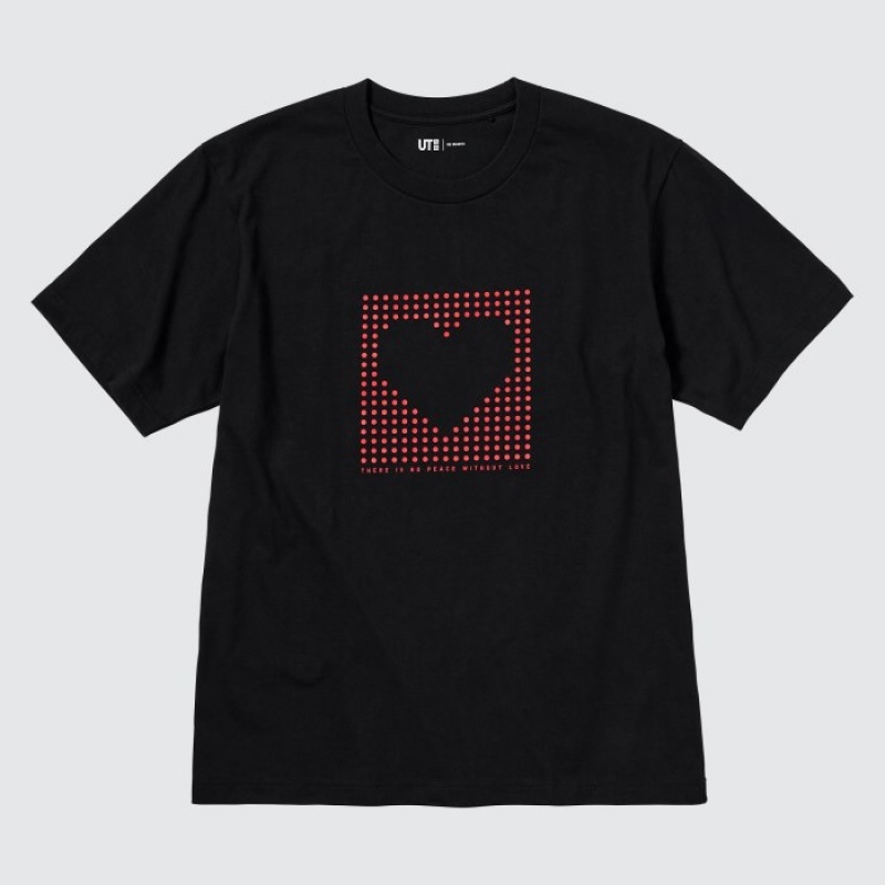 Black Uniqlo Peace For All Short-sleeve Graphic Rei Inamoto Women T Shirts | 6511387