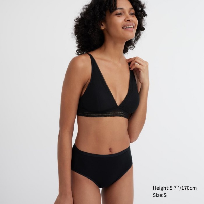 Black Uniqlo Plain High-Rise Women Briefs | 1674350