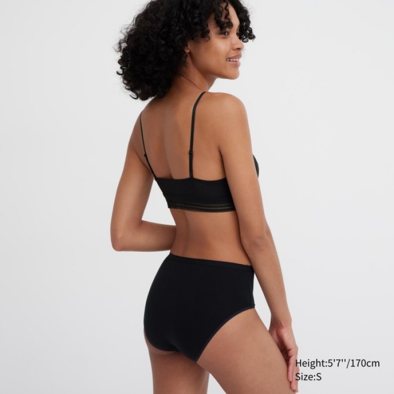 Black Uniqlo Plain High-Rise Women Briefs | 1674350