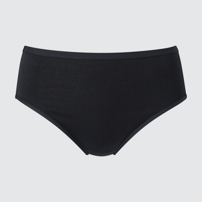 Black Uniqlo Plain High-Rise Women Briefs | 1674350