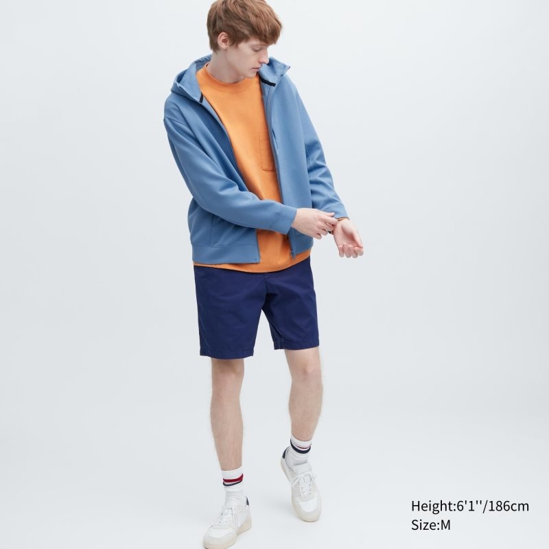 Black Uniqlo Stretch Dry Sweat Long-sleeve Full-zip Men Hoodie | 2298448