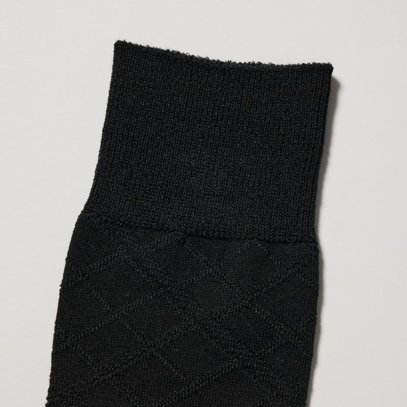 Black Uniqlo Supima Cotton Links Checked Men Socks | 4200676