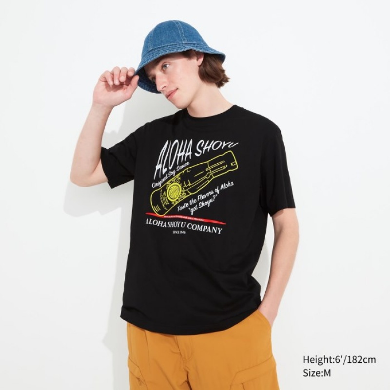 Black Uniqlo The Brands Hawaii UT Short-Sleeve Aloha Shoyu Women T Shirts | 5942405