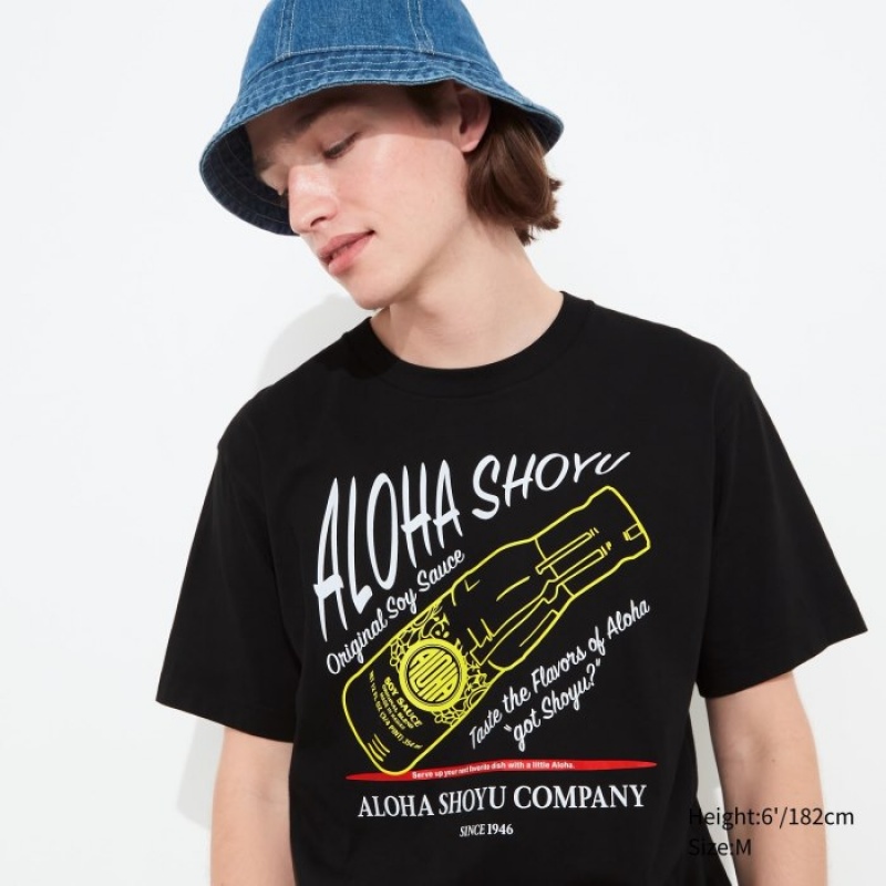 Black Uniqlo The Brands Hawaii UT Short-Sleeve Aloha Shoyu Women T Shirts | 5942405