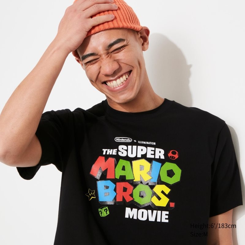Black Uniqlo The Super Mario Bros. Movie Ut Short Sleeve Graphic Men T Shirts | 9684158