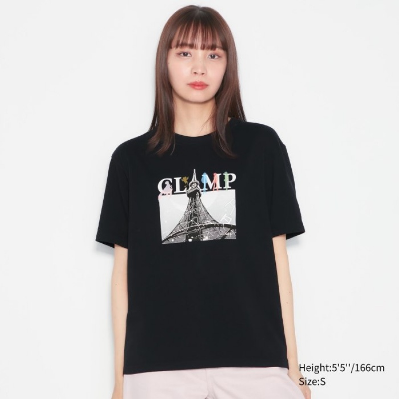 Black Uniqlo The World of CLAMP UT Short Sleeve Women T Shirts | 8023372