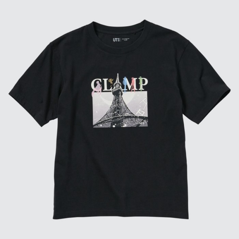 Black Uniqlo The World of CLAMP UT Short Sleeve Women T Shirts | 8023372