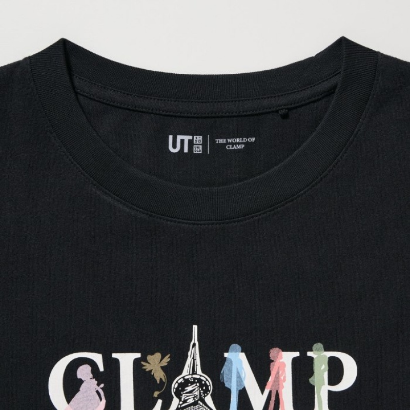 Black Uniqlo The World of CLAMP UT Short Sleeve Women T Shirts | 8023372