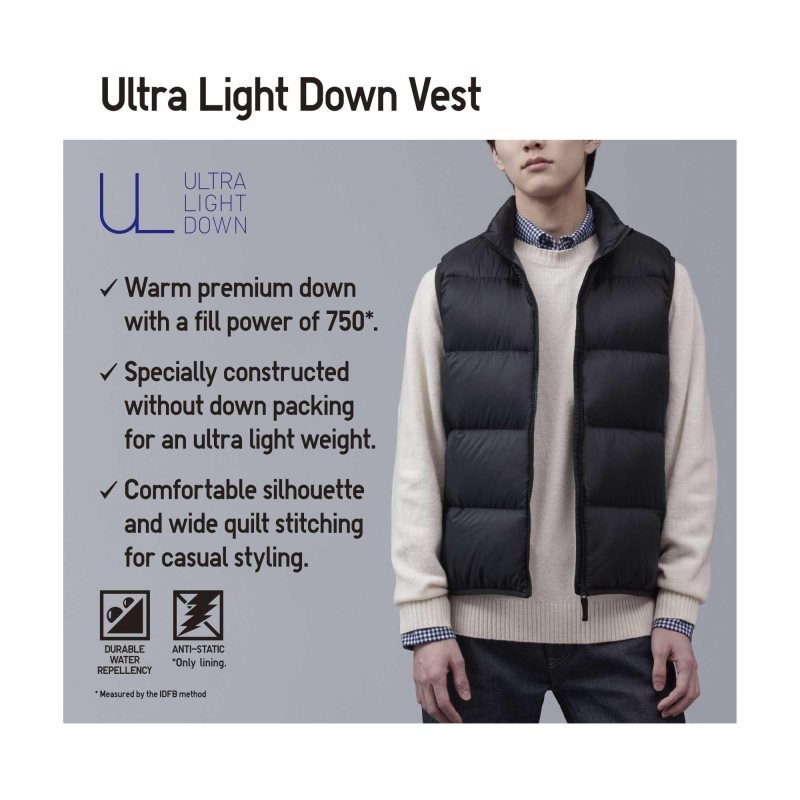 Black Uniqlo Ultra Light Down Men Vest | 2861830