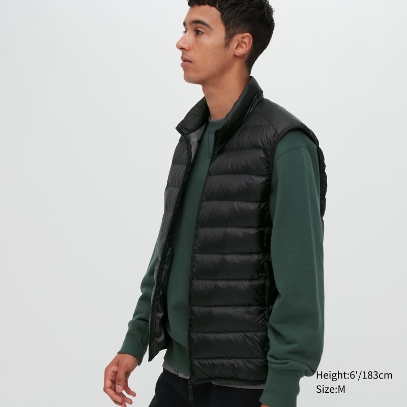 Black Uniqlo Ultra Light Down Narrow Quilt Men Vest | 4746496