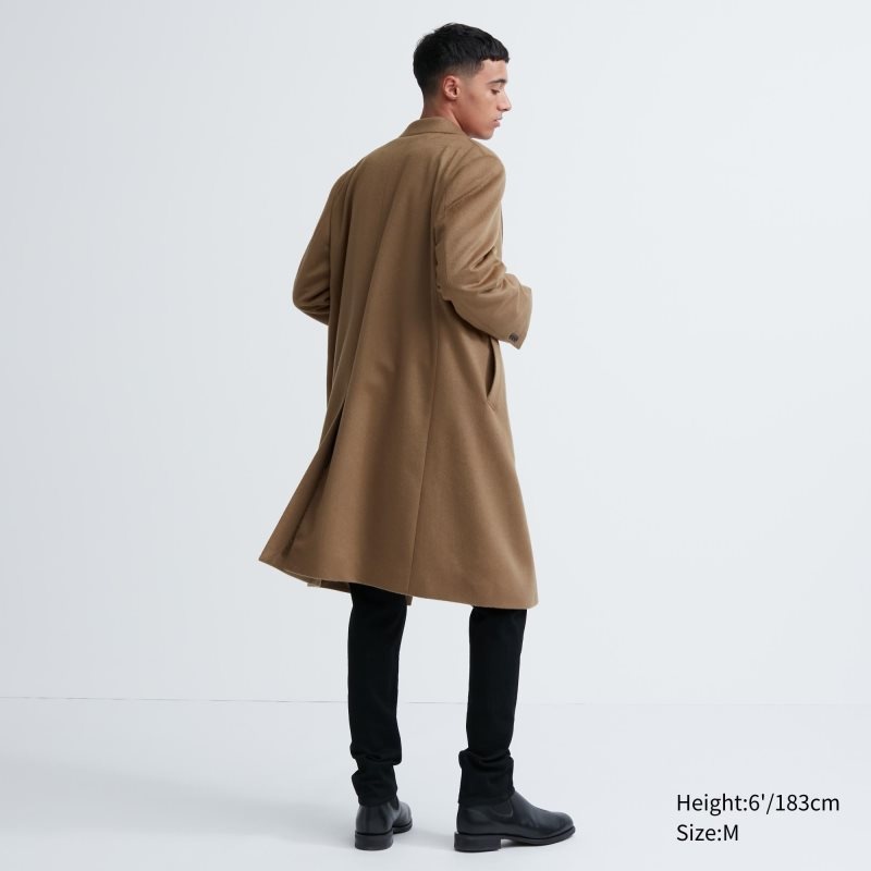 Black Uniqlo Wool Cashmere Chesterfield Men Coats | 367369
