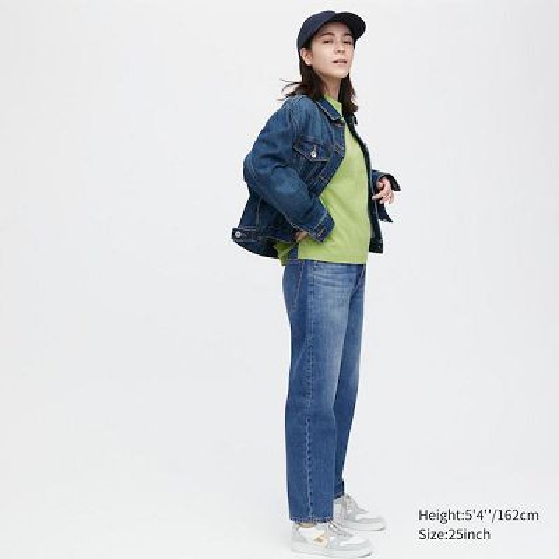 Blue Uniqlo Boyfriend Tapered Women Jeans | 8098910