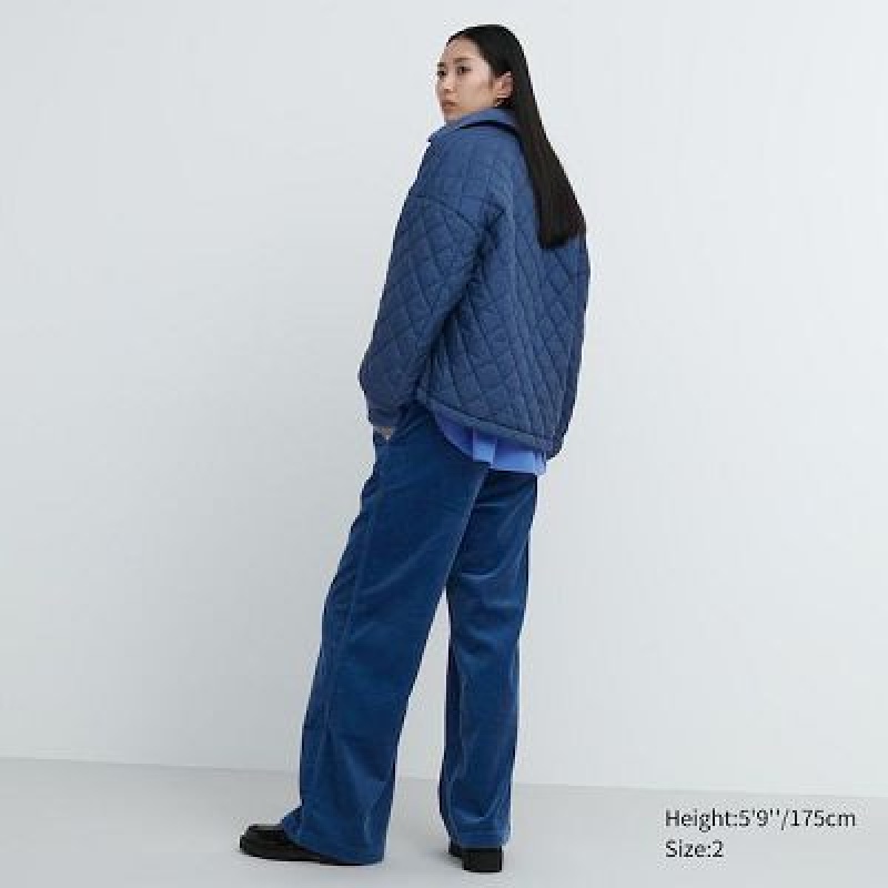 Blue Uniqlo Corduroy Wide Women Pants | 8081317