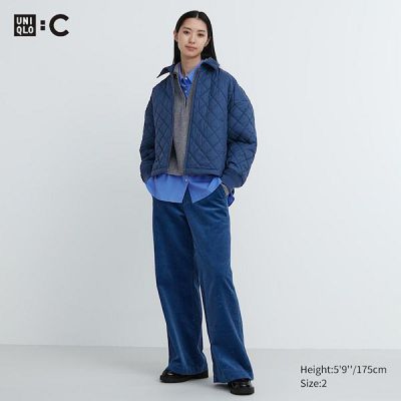 Blue Uniqlo Corduroy Wide Women Pants | 8081317
