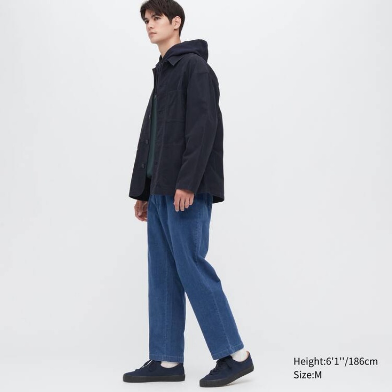 Blue Uniqlo Cotton Denim Relaxed Fit Ankle Length Men Pants | 4270396