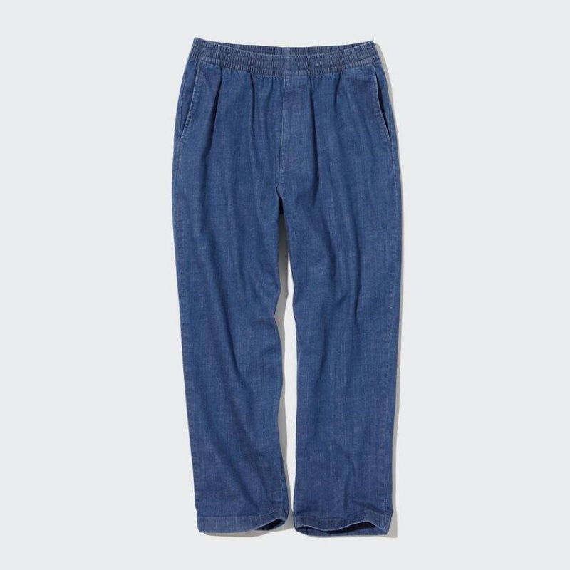 Blue Uniqlo Cotton Denim Relaxed Fit Ankle Length Men Pants | 4270396