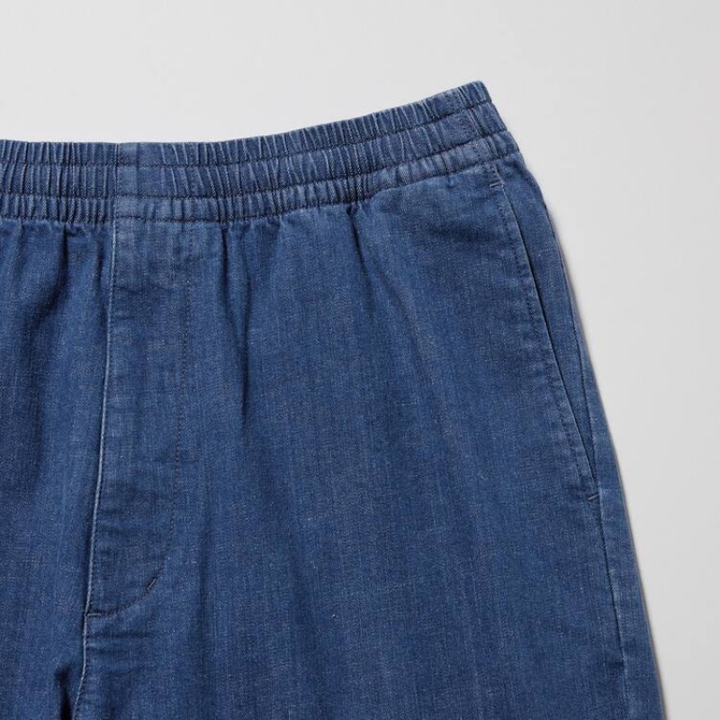 Blue Uniqlo Cotton Denim Relaxed Fit Ankle Length Men Pants | 4270396